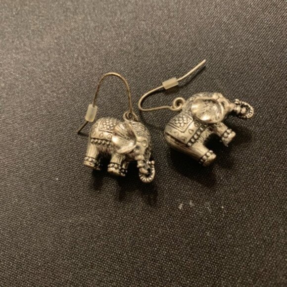 Elephant earrings 2 pairs.w studs. Silver color hardware. - Picture 11 of 14
